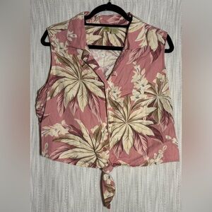 Islander Pink Floral Tie-Front Top
